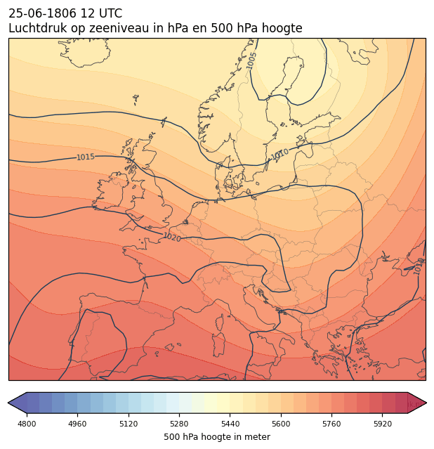 Weerkaart van 25 juni 1806 om 12 UTC