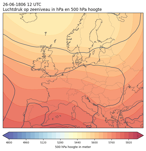 Weerkaart van 26 juni 1806 om 12 UTC