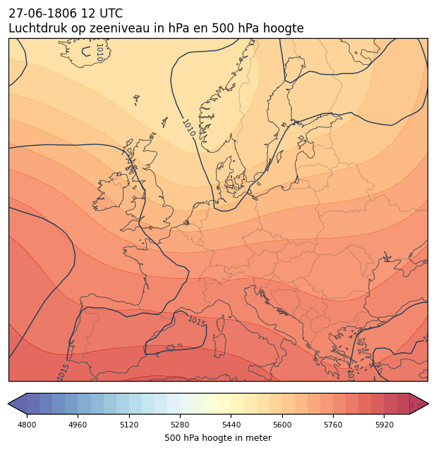 Weerkaart van 27 juni 1806 om 12 UTC