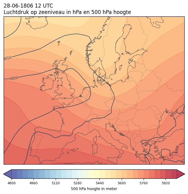 Weerkaart van 28 juni 1806 om 12 UTC