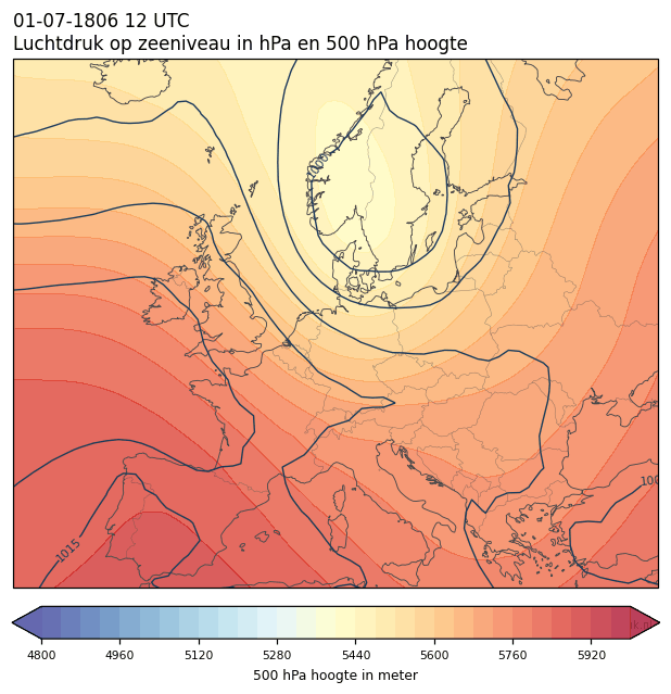 Weerkaart van 1 juli 1806 om 12 UTC
