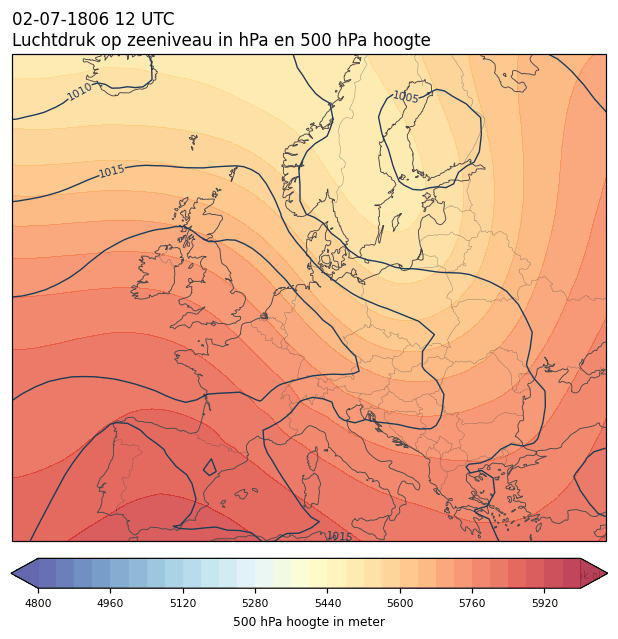 Weerkaart van 2 juli 1806 om 12 UTC