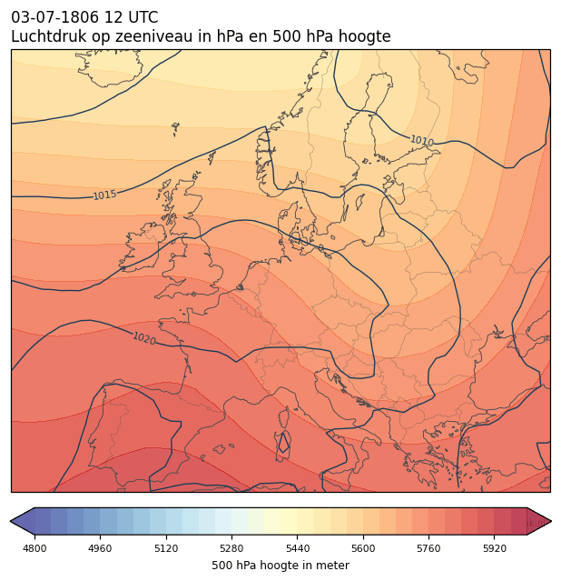 Weerkaart van 3 juli 1806 om 12 UTC