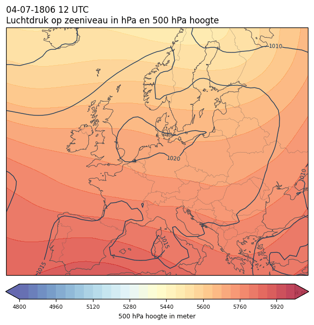 Weerkaart van 4 juli 1806 om 12 UTC