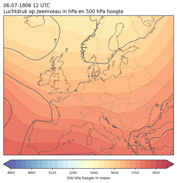 Weerkaart van 6 juli 1806 om 12 UTC
