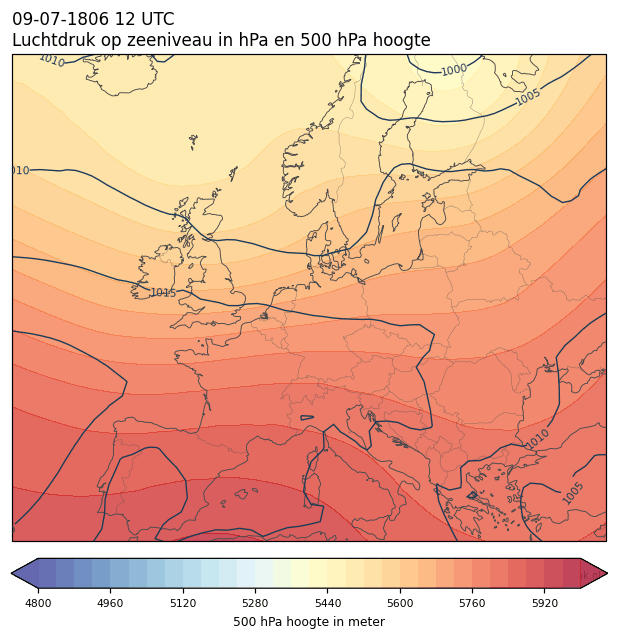 Weerkaart van 9 juli 1806 om 12 UTC