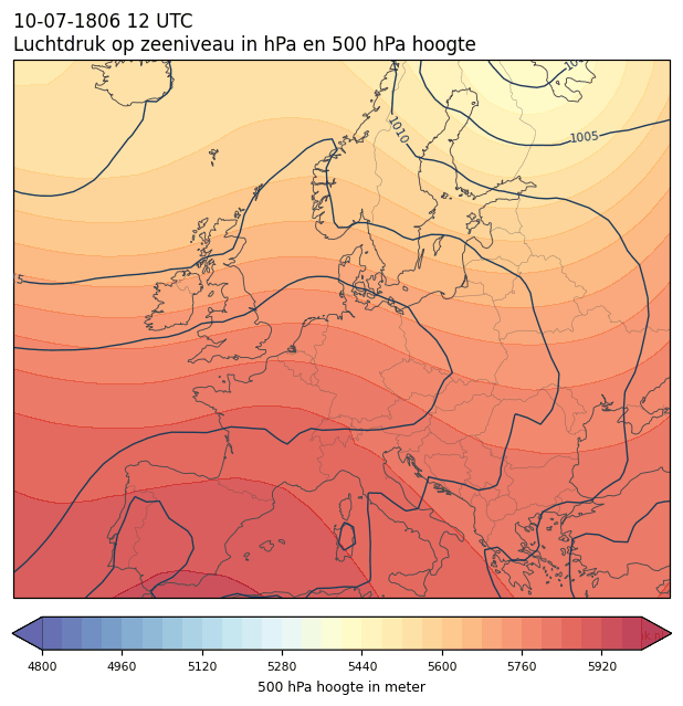 Weerkaart van 10 juli 1806 om 12 UTC