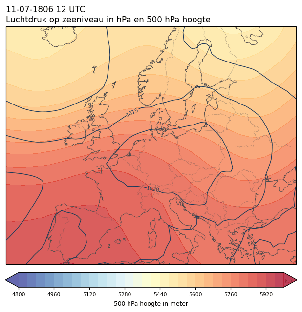 Weerkaart van 11 juli 1806 om 12 UTC