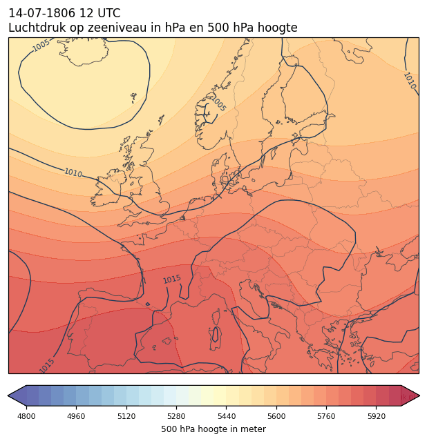 Weerkaart van 14 juli 1806 om 12 UTC