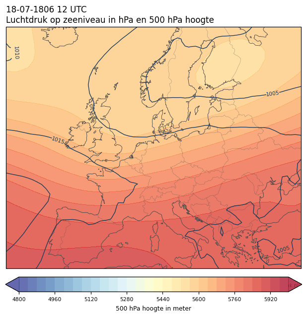 Weerkaart van 18 juli 1806 om 12 UTC