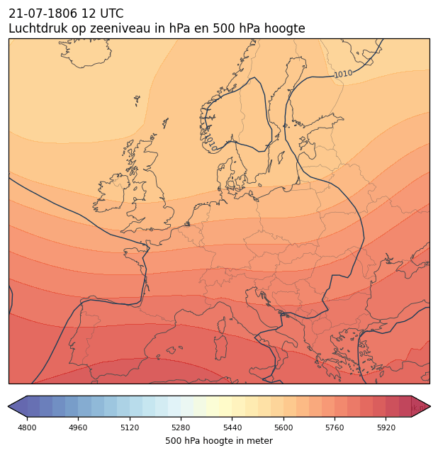 Weerkaart van 21 juli 1806 om 12 UTC