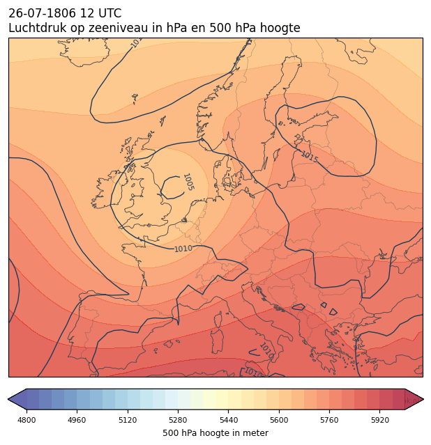 Weerkaart van 26 juli 1806 om 12 UTC