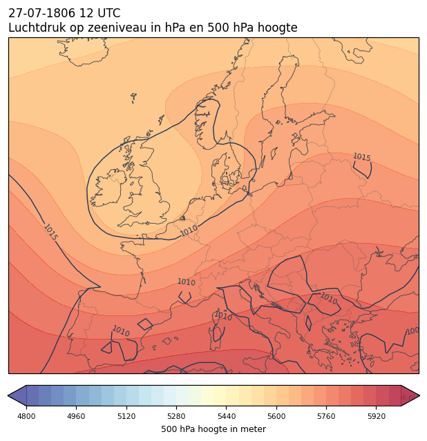 Weerkaart van 27 juli 1806 om 12 UTC