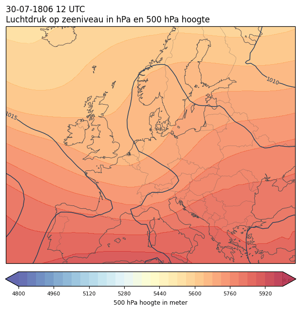 Weerkaart van 30 juli 1806 om 12 UTC