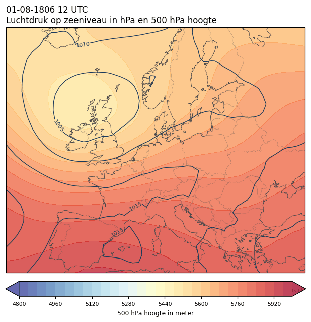 Weerkaart van 1 augustus 1806 om 12 UTC