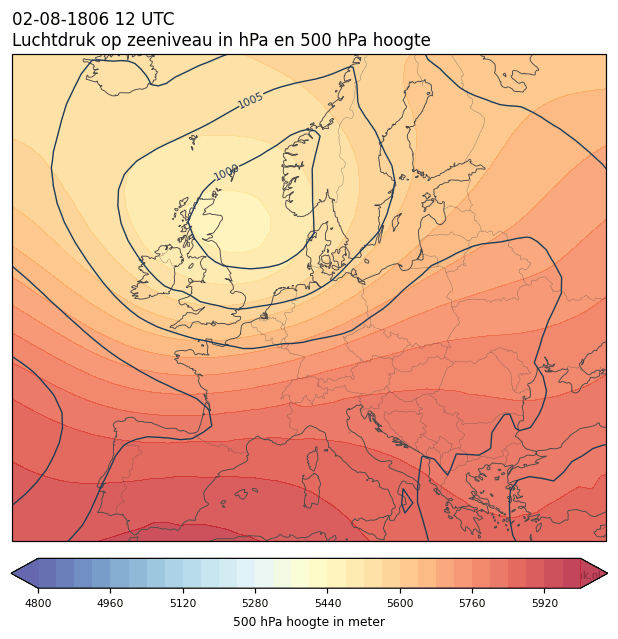 Weerkaart van 2 augustus 1806 om 12 UTC