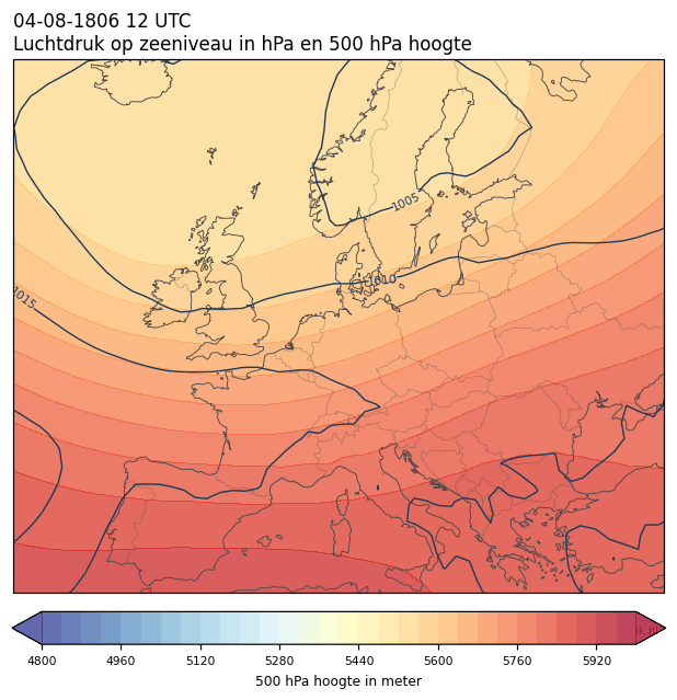 Weerkaart van 4 augustus 1806 om 12 UTC