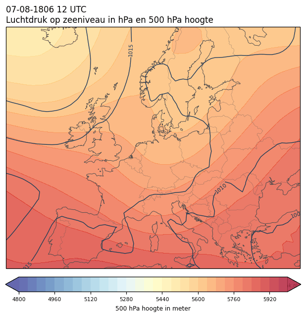 Weerkaart van 7 augustus 1806 om 12 UTC