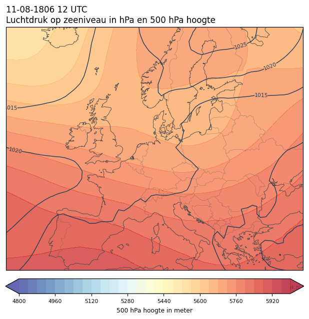 Weerkaart van 11 augustus 1806 om 12 UTC