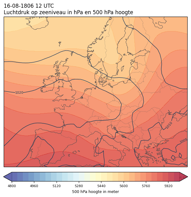 Weerkaart van 16 augustus 1806 om 12 UTC