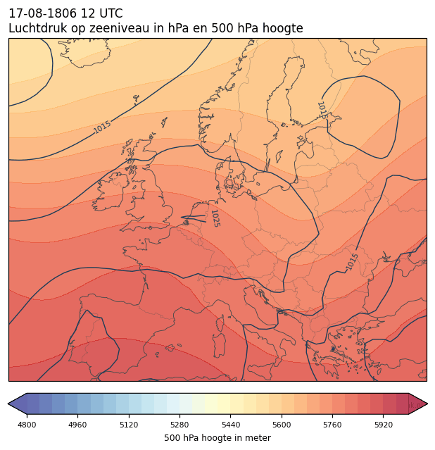 Weerkaart van 17 augustus 1806 om 12 UTC