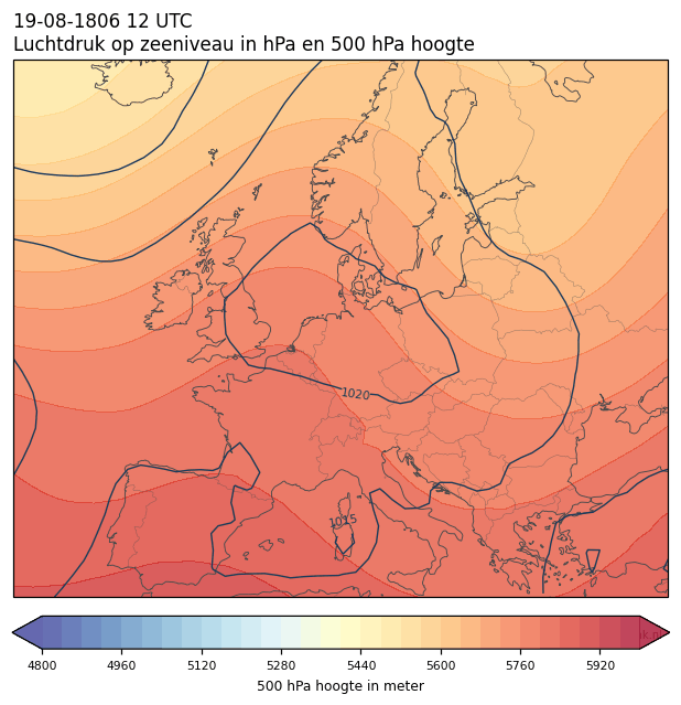 Weerkaart van 19 augustus 1806 om 12 UTC