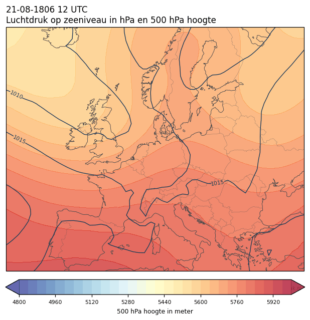 Weerkaart van 21 augustus 1806 om 12 UTC