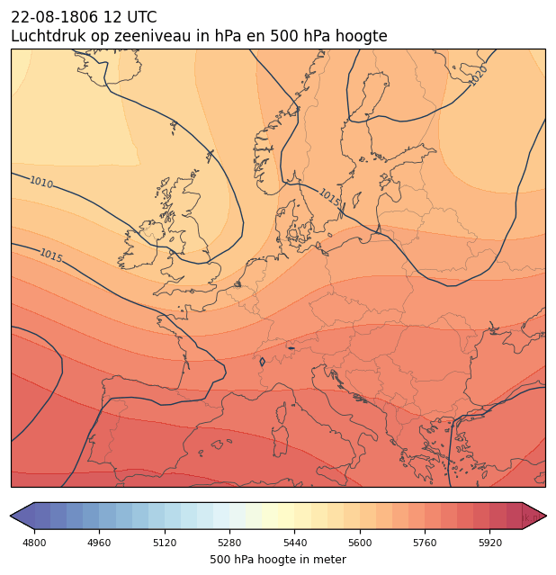 Weerkaart van 22 augustus 1806 om 12 UTC