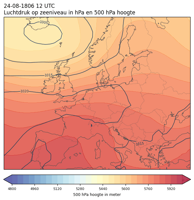 Weerkaart van 24 augustus 1806 om 12 UTC