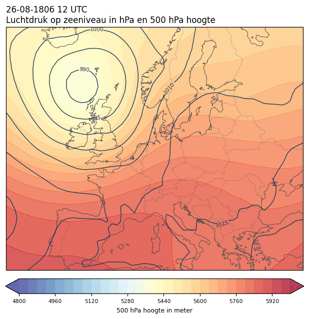 Weerkaart van 26 augustus 1806 om 12 UTC