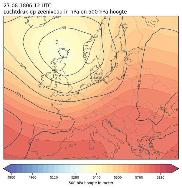 Weerkaart van 27 augustus 1806 om 12 UTC