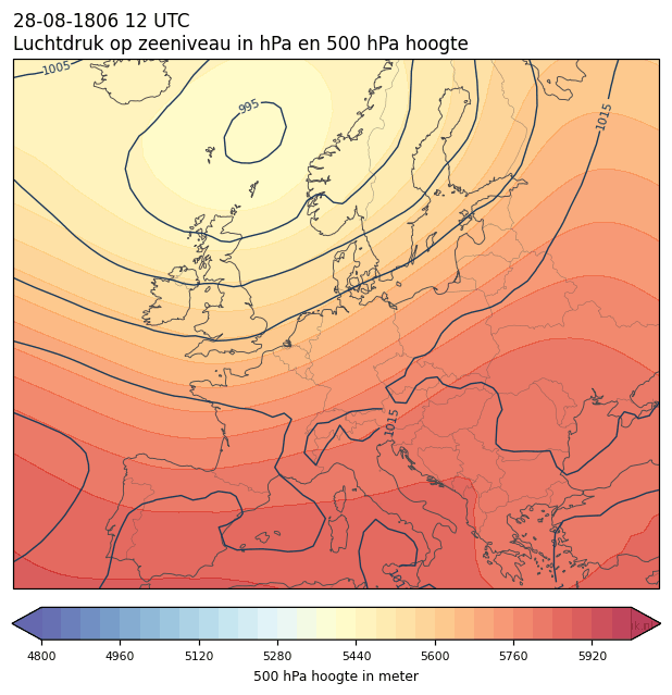 Weerkaart van 28 augustus 1806 om 12 UTC
