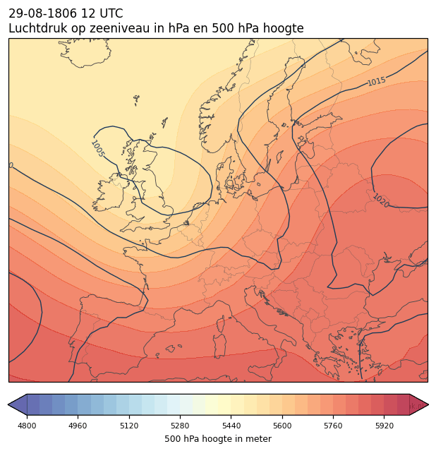 Weerkaart van 29 augustus 1806 om 12 UTC