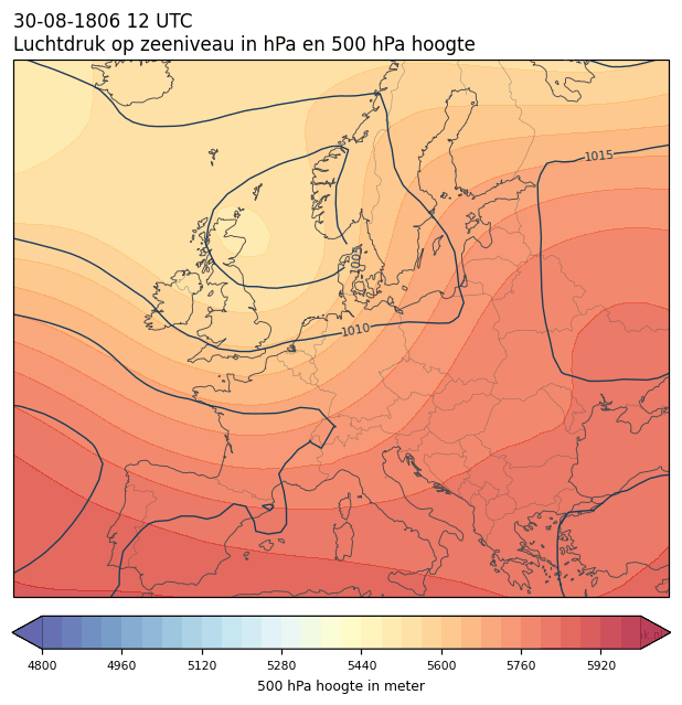 Weerkaart van 30 augustus 1806 om 12 UTC
