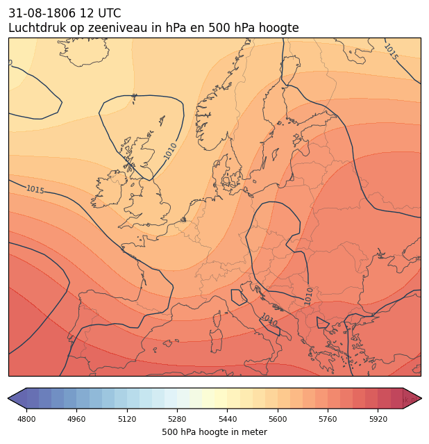 Weerkaart van 31 augustus 1806 om 12 UTC