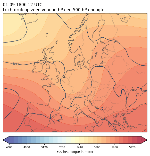 Weerkaart van 1 september 1806 om 12 UTC
