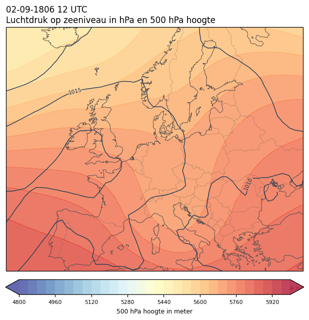 Weerkaart van 2 september 1806 om 12 UTC