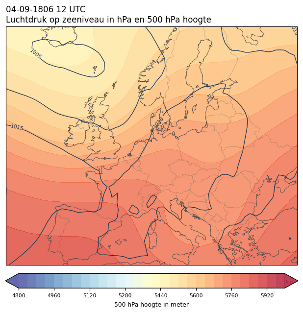 Weerkaart van 4 september 1806 om 12 UTC
