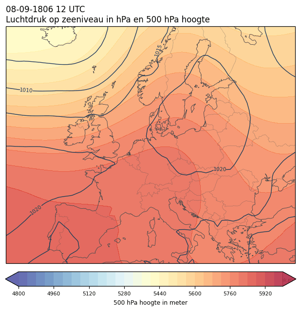 Weerkaart van 8 september 1806 om 12 UTC