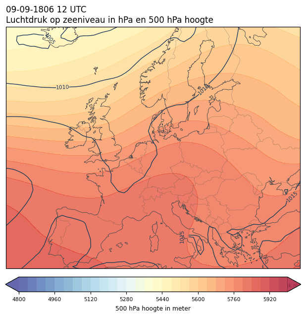 Weerkaart van 9 september 1806 om 12 UTC