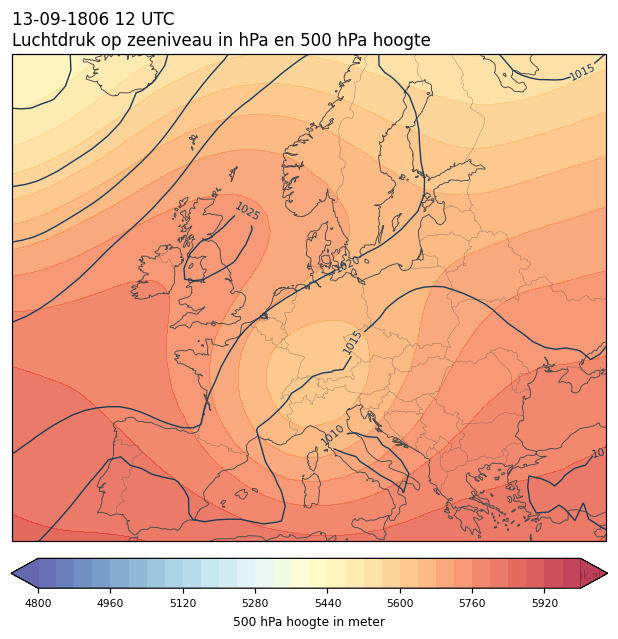 Weerkaart van 13 september 1806 om 12 UTC