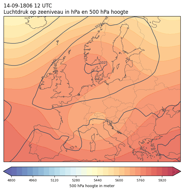 Weerkaart van 14 september 1806 om 12 UTC