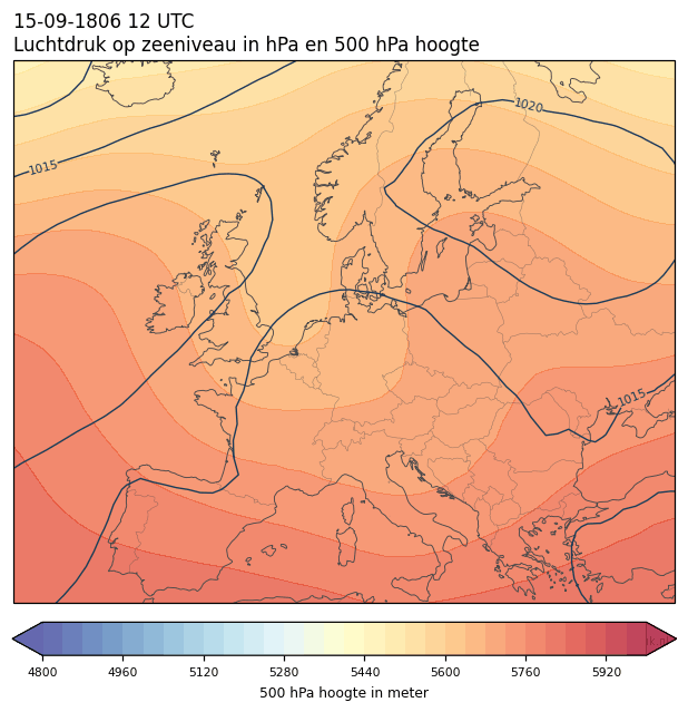 Weerkaart van 15 september 1806 om 12 UTC