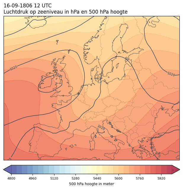 Weerkaart van 16 september 1806 om 12 UTC