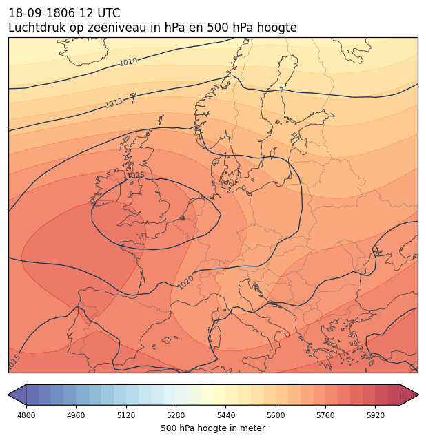 Weerkaart van 18 september 1806 om 12 UTC