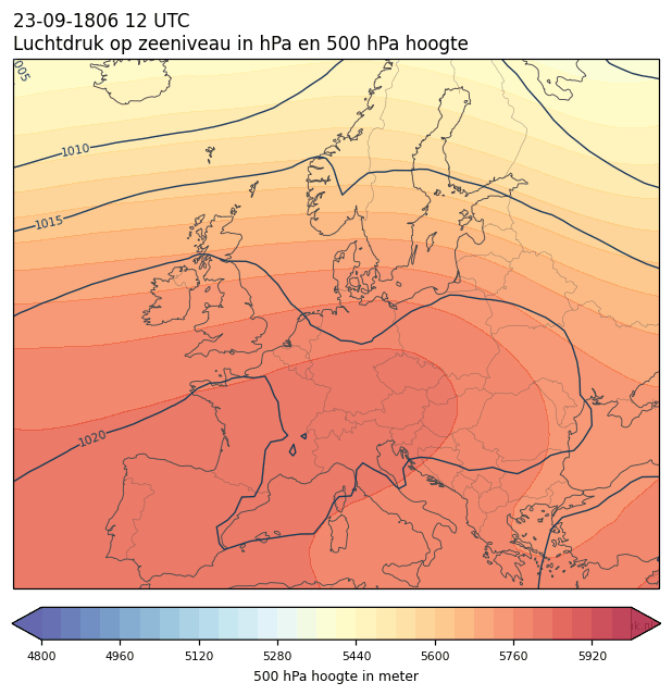 Weerkaart van 23 september 1806 om 12 UTC
