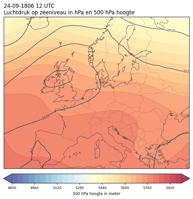 Weerkaart van 24 september 1806 om 12 UTC