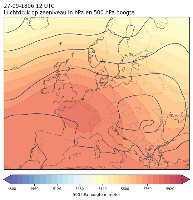 Weerkaart van 27 september 1806 om 12 UTC