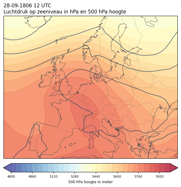 Weerkaart van 28 september 1806 om 12 UTC