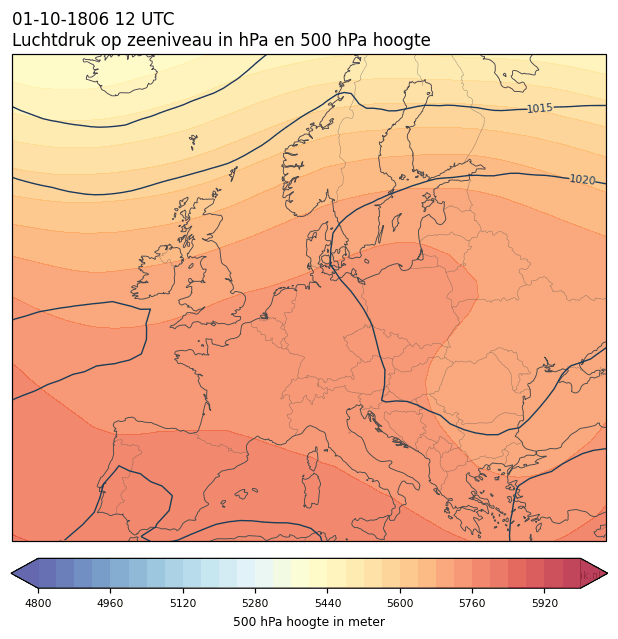 Weerkaart van 1 oktober 1806 om 12 UTC
